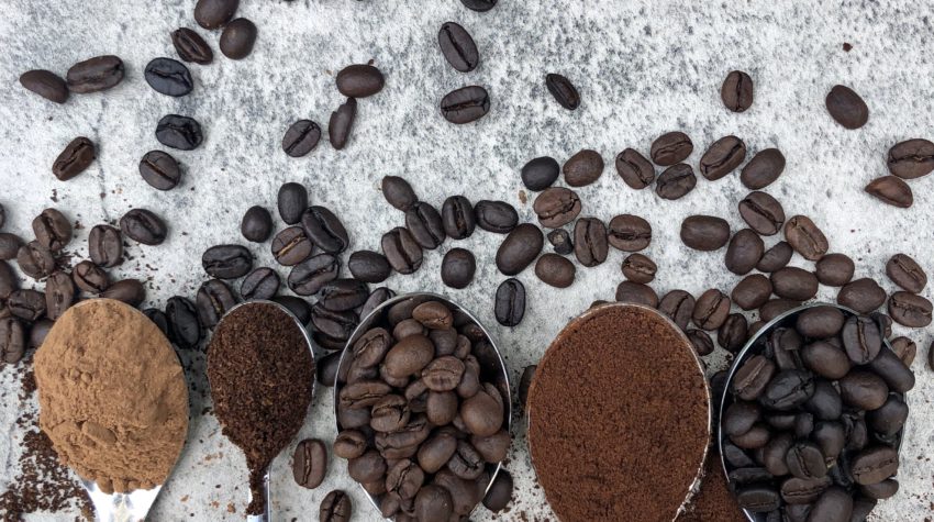 espresso beans on spoons