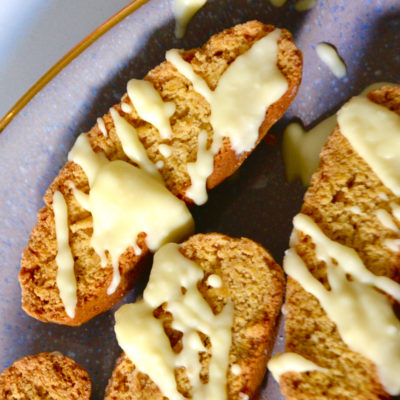 Best Pumpkin Biscotti Recipe With White Chocolate Drizzle