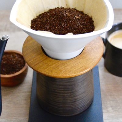 pour over coffee with coffee cups