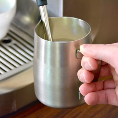 milk frothing pitcher with steam wand