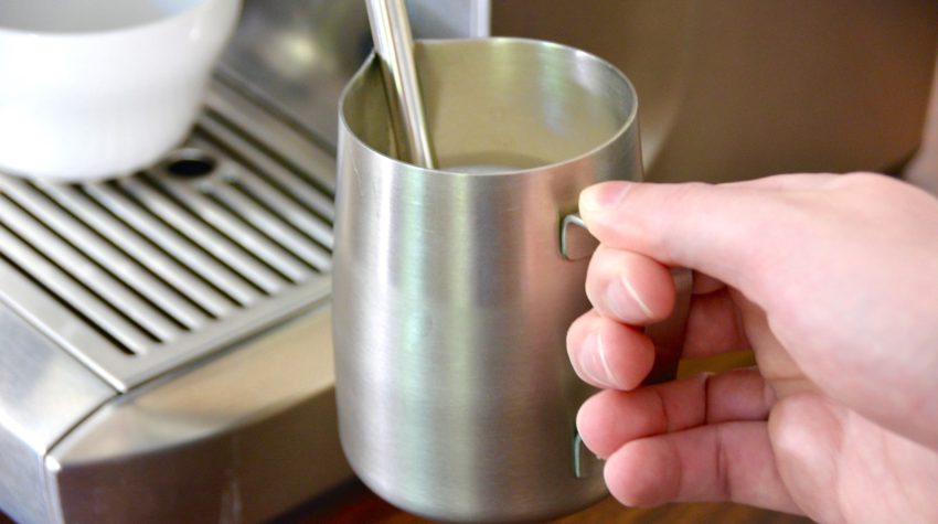 milk frothing pitcher with steam wand