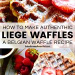 Liege waffles with strawberries close up