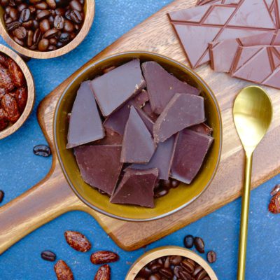 chocolate flat lay with coffee beans